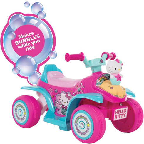 TOYS Hello Kitty 6V Girls' Electric Ride-On Bubble Quad, Pink, by Huffy